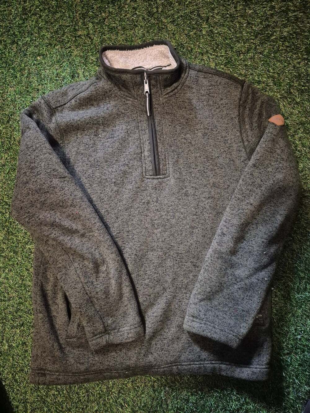 Orvis 1/4 Zip Sherpa Lined Pullover Size M Gray